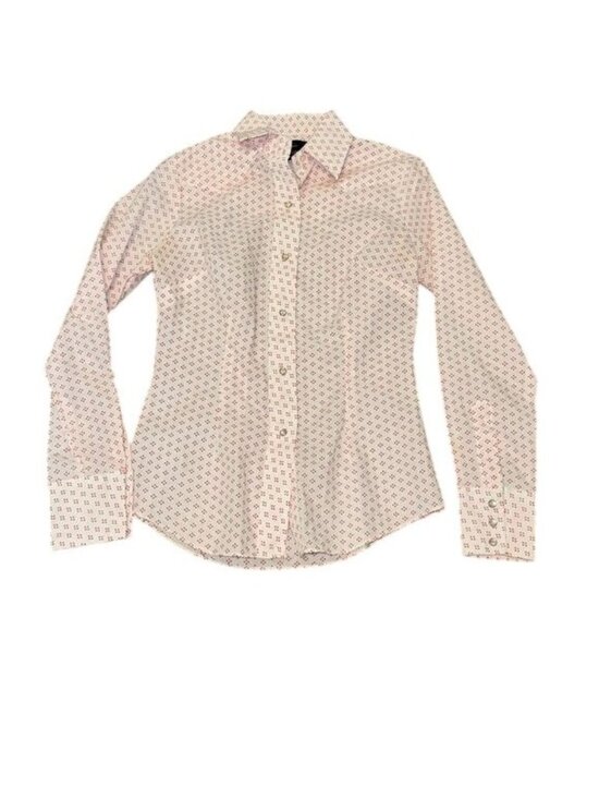 Champion Westerns Tops - Champion Westerns Womens Long-Sleeve Button-Up Shirt Size 12 White With Red Dot